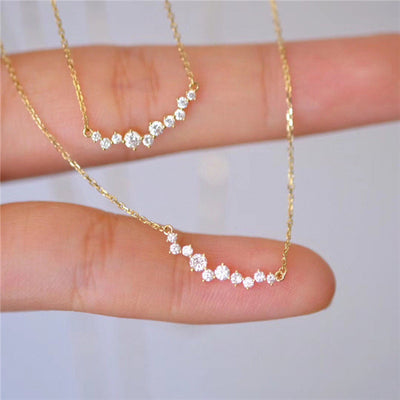 Dainty 18K Gold Plated Zirconia Bar Necklace