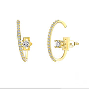 Asymmetrical C-Shape Zircon Earrings – sterling silver/14K Gold/Silver Plated