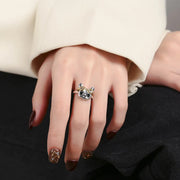 Dog Lover’s Sterling Silver Ring with Tiny Glasses