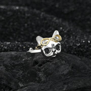 Dog Lover’s Sterling Silver Ring with Tiny Glasses