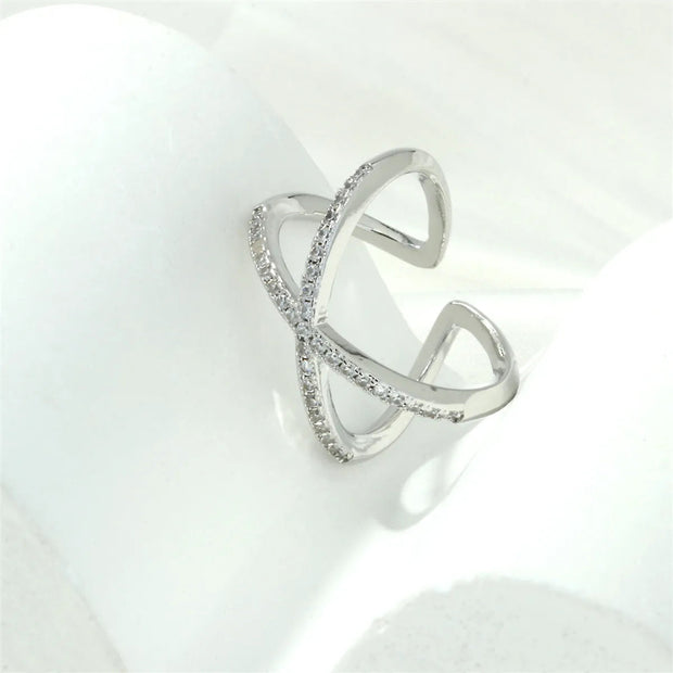 Minimalist 18K Gold Plated Open Rings with Zircon