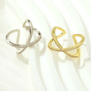 Minimalist 18K Gold Plated Open Rings with Zircon