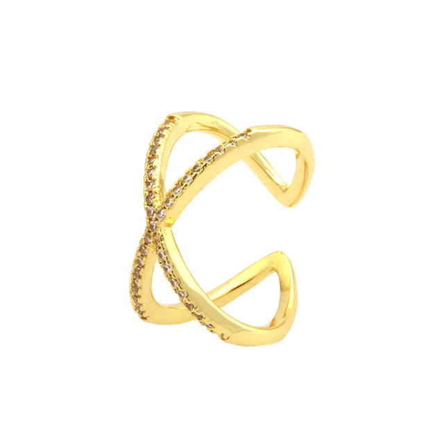 Minimalist 18K Gold Plated Open Rings with Zircon