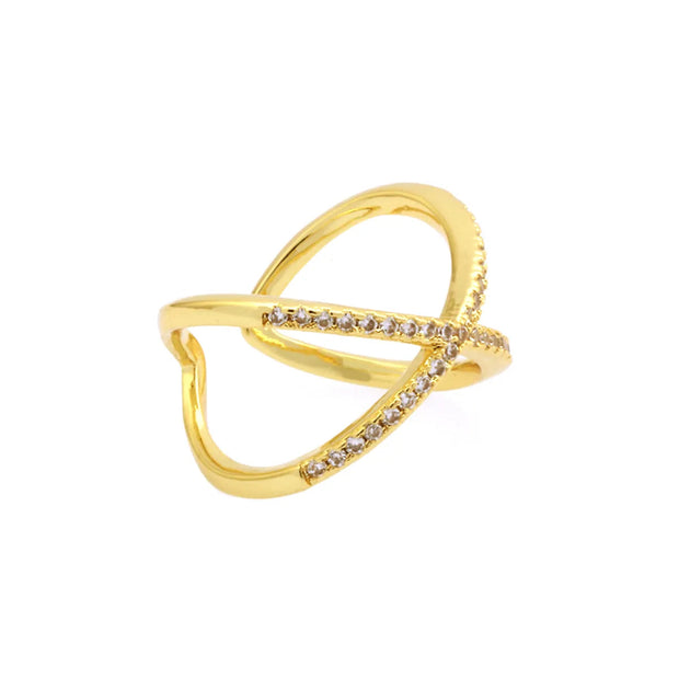 Minimalist 18K Gold Plated Open Rings with Zircon
